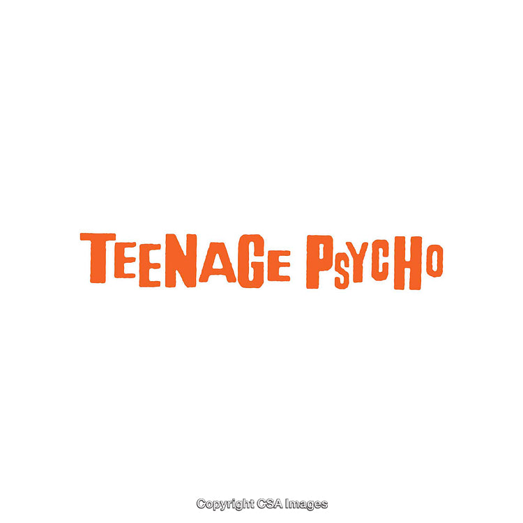Artistic Teenager Psycho Text in Bold Orange Typography with White Background