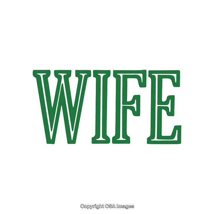 Green Bold Text Depicting the Word 'Wife' on a White Background