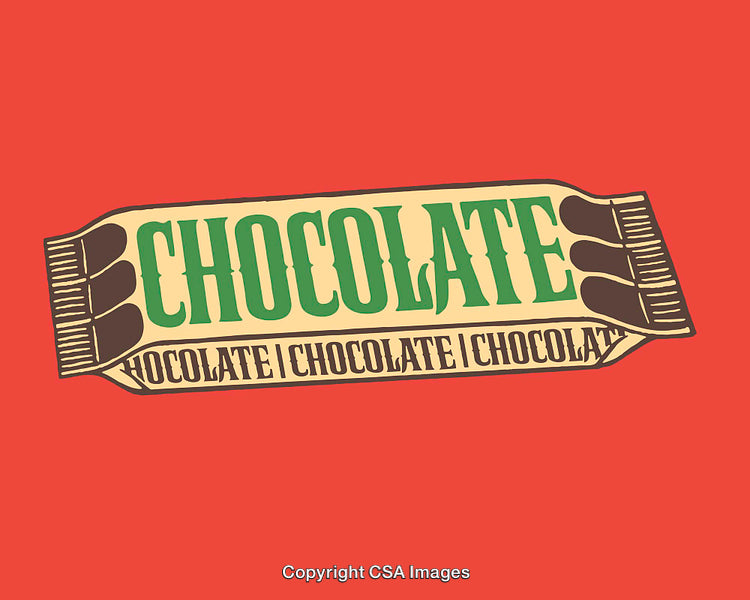 Illustrated Chocolate Bar Design With Bold Typography on Red Background