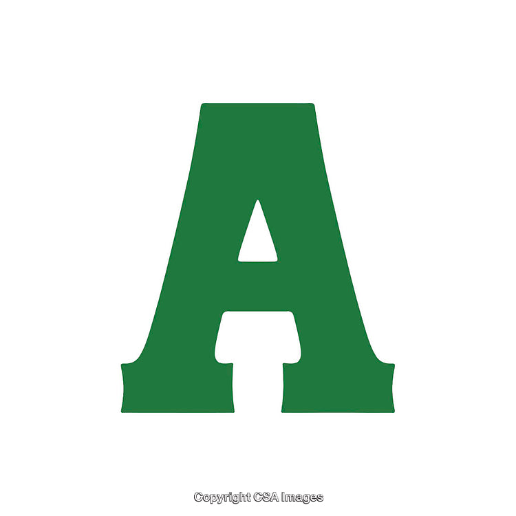 Green Letter A in Bold Typography on a White Background