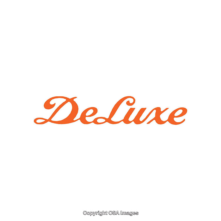 Orange Decorative Typography Displaying the Word Deluxe on White Background