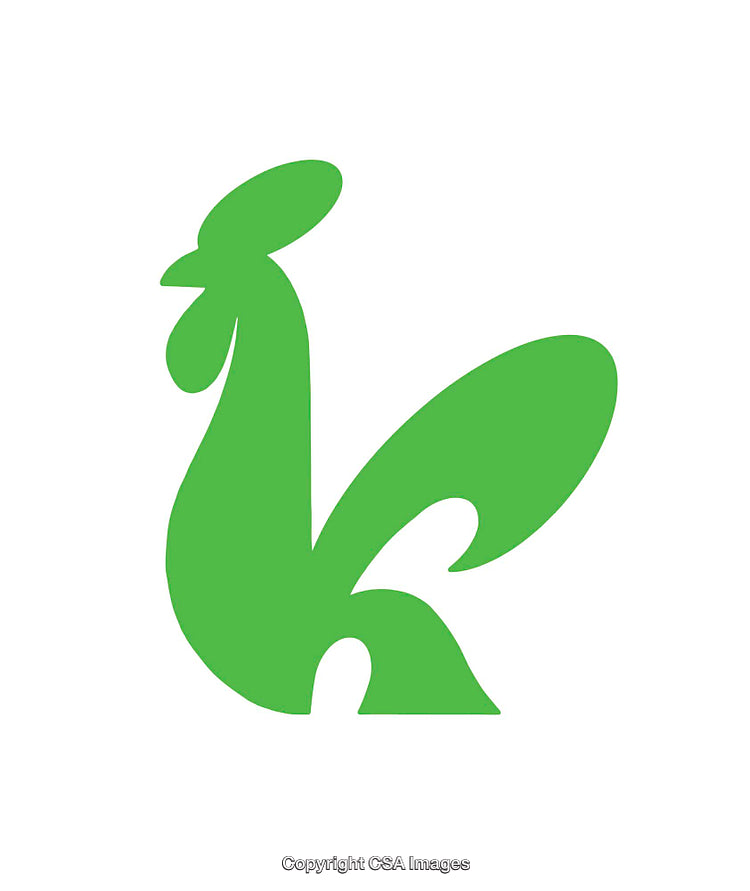 Green Rooster Silhouette Logo on a Plain White Background