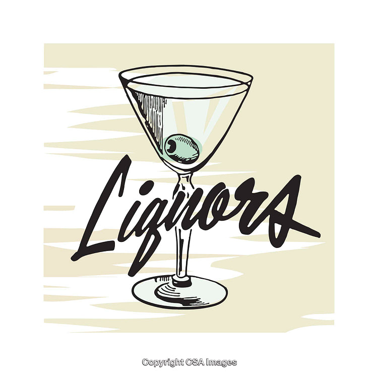 Stylish Martini Glass Illustration with Elegant Font and Bold Design
