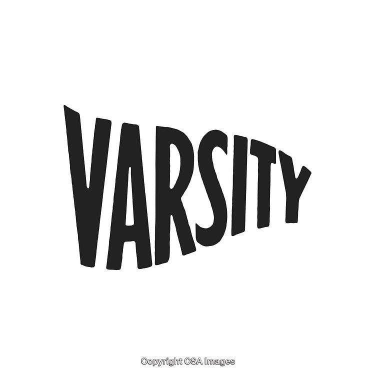 Varsity-Style Text Design in Black on a White Background Abstract