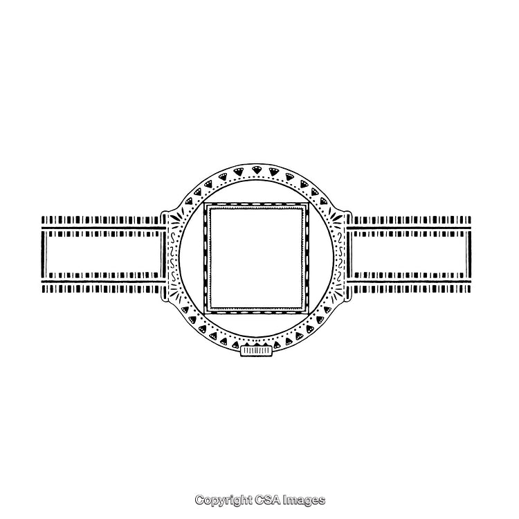 Ornate Black and White Decorative Border with Geometric Details and Intricate Patterns