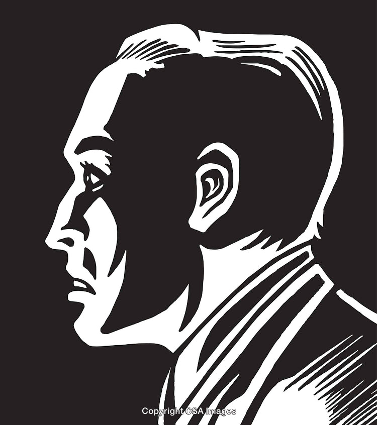Silhouette Profile of a Man in Bold Black and White Style