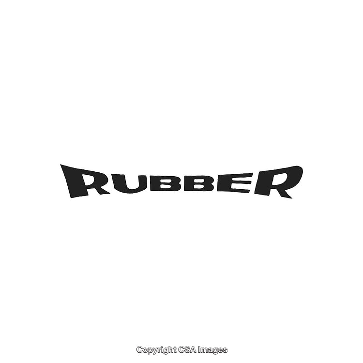 Stylized Rubber Text Design with Bending Effect on Clean White Background