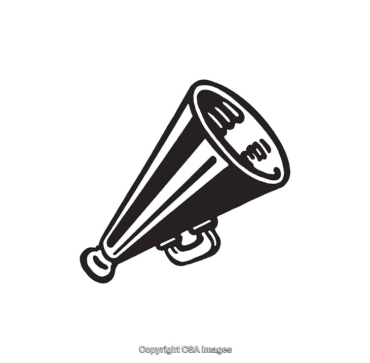 Black and White Illustration of a Retro Style Megaphone