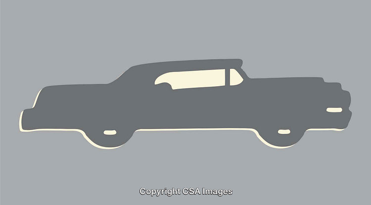 Retro Car Silhouette on Monochrome Background Illustration