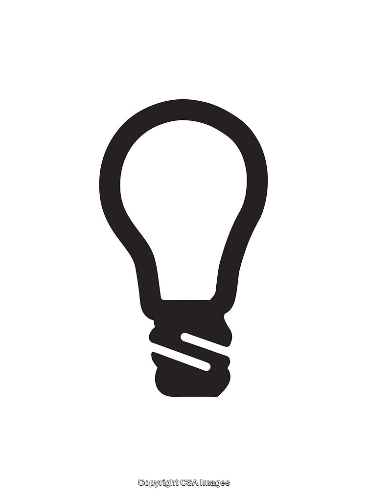 Minimalist Black and White Light Bulb Icon Illustration for Design Uses