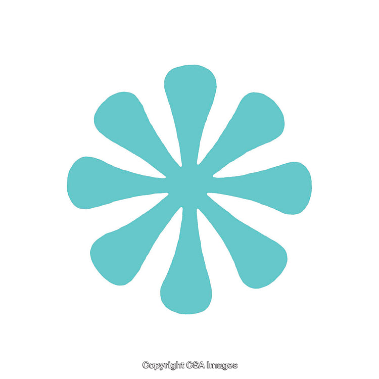 Turquoise Abstract Shape Resembling a Sunburst or Decorative Design