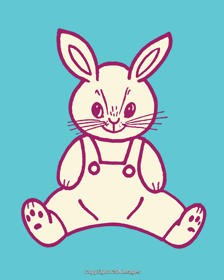 Cute Cartoon Bunny Character Wearing Overalls in Whimsical Style