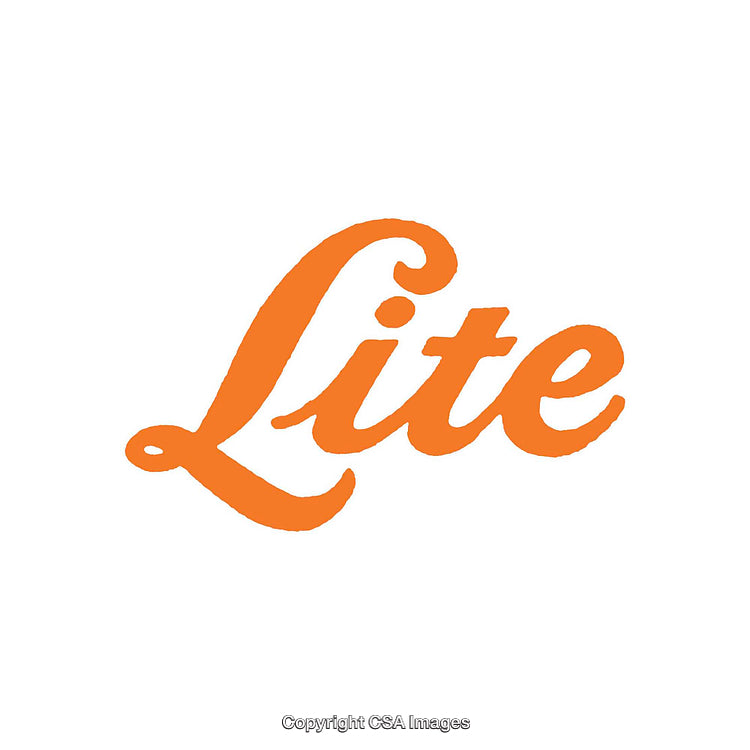 Orange Typography of the Word 'Lite' on White Background