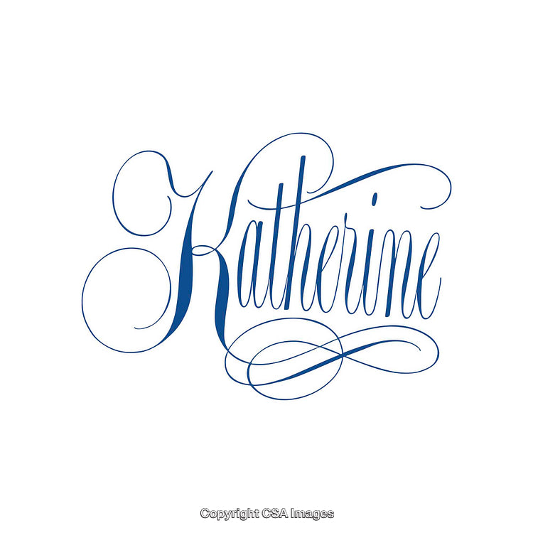 Elegant Calligraphy Design Featuring the Name Katherine in Blue Ink