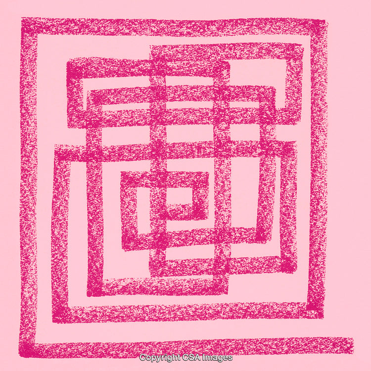 Pink Geometric Pattern Design in a Symmetrical Abstract Art Style