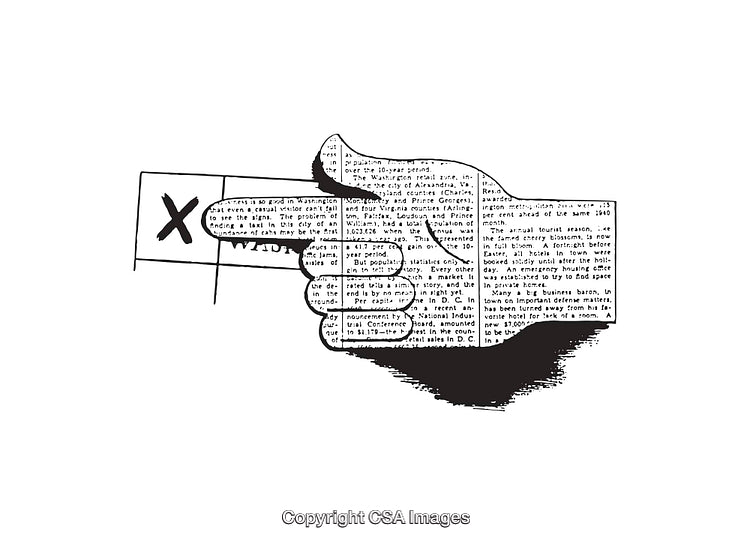 Black And White Line Art Hand Showing Voting Selection