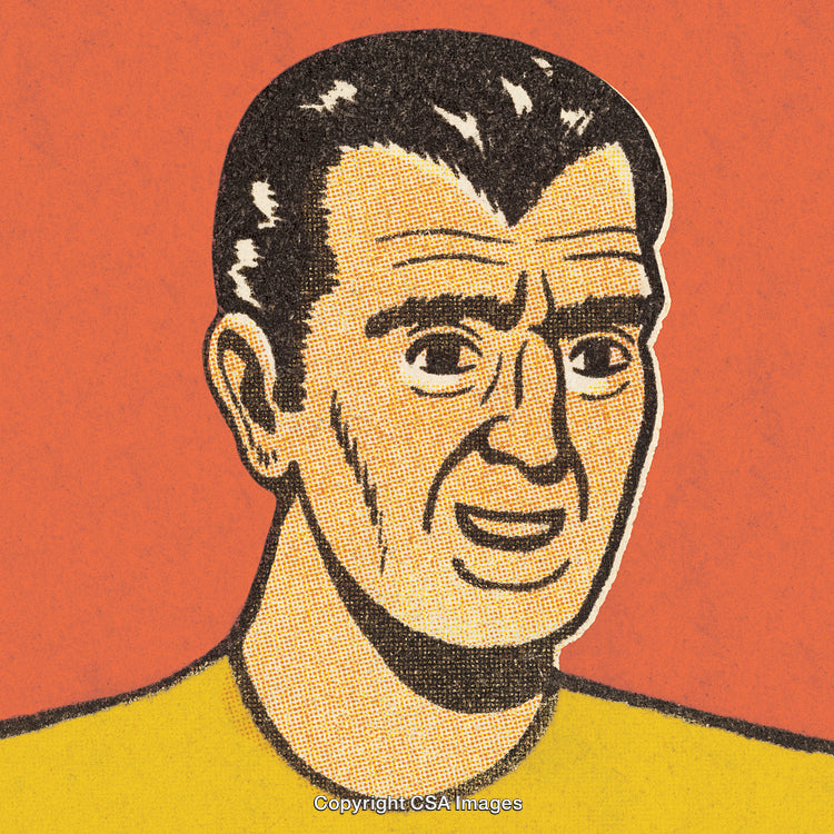 Retro Style Comic Illustration of a Man with Distinct Features