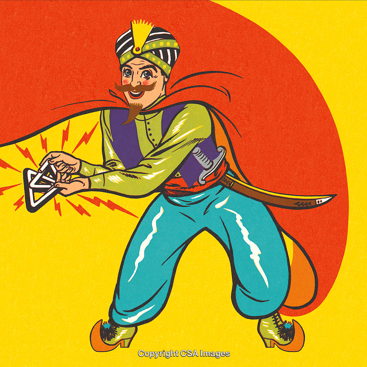 Colorful Cartoon Illustration of a Vibrant Character with Traditional Garb