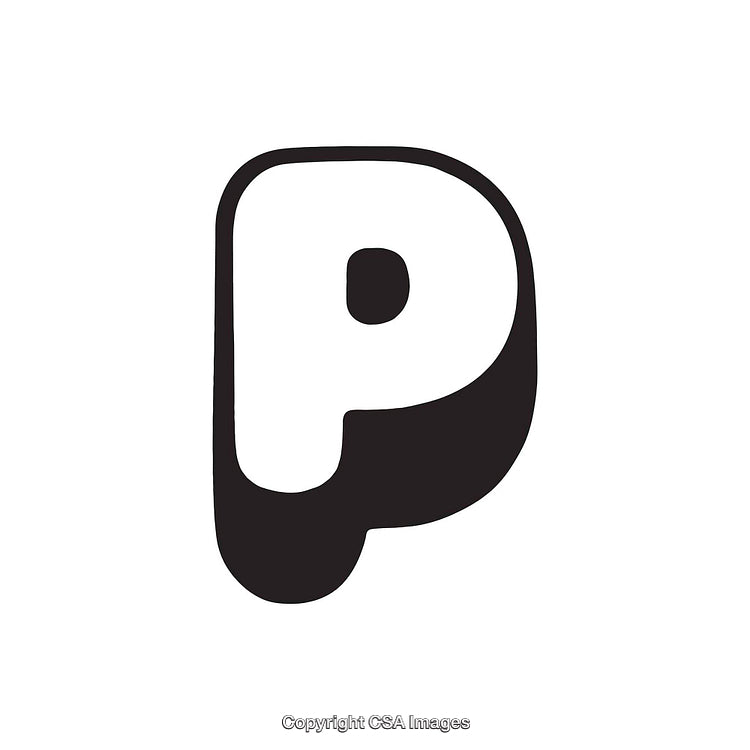 Bold Black and White Letter 'P' Digital Illustration