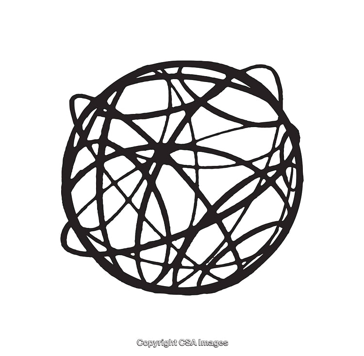 Abstract Black and White Line Art Circular Design Illustration