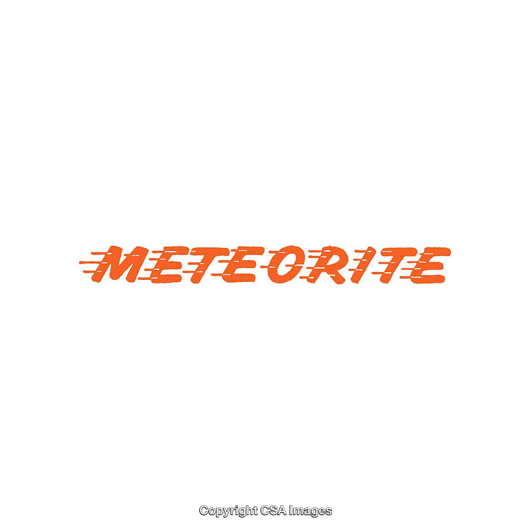 Bold Orange Meteorite Text with Dynamic Motion Effect on White Background