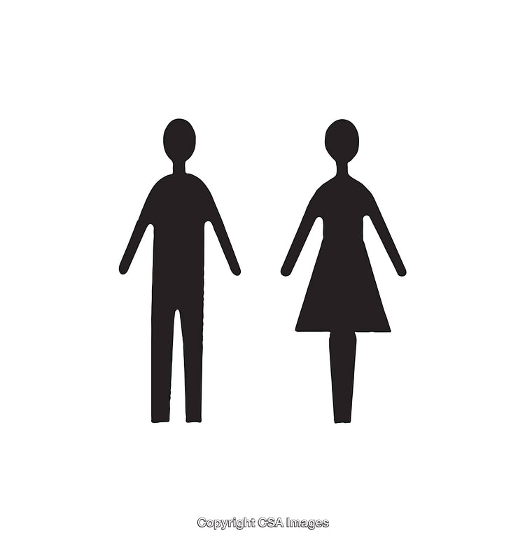 Minimalist Black and White Man and Woman Restroom Icons