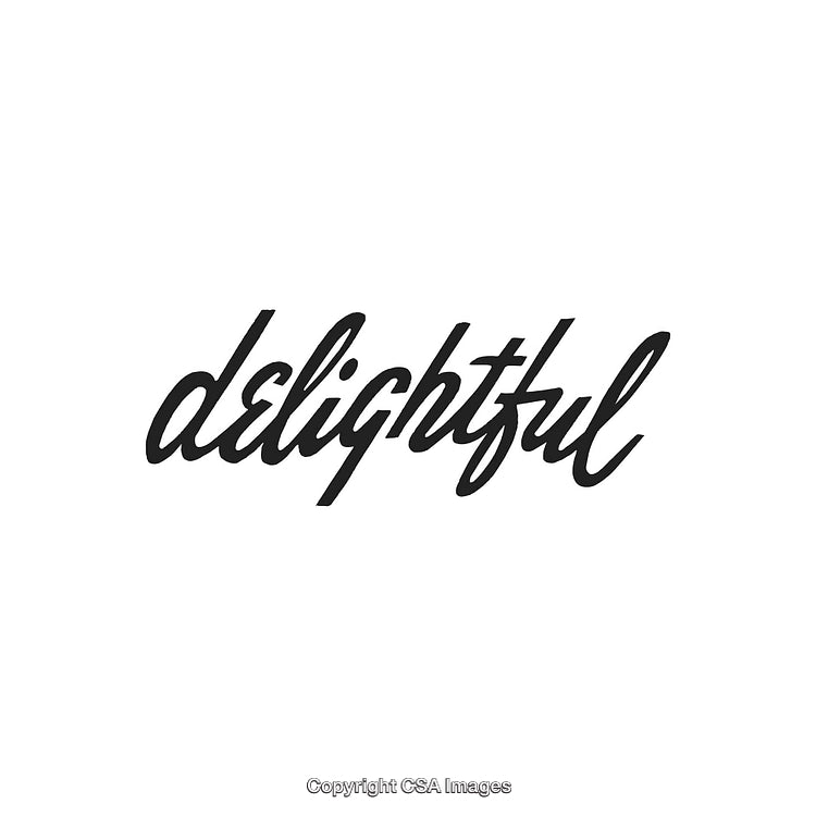Elegant Black Cursive Script Showcasing the Word 'Delightful' on White Background