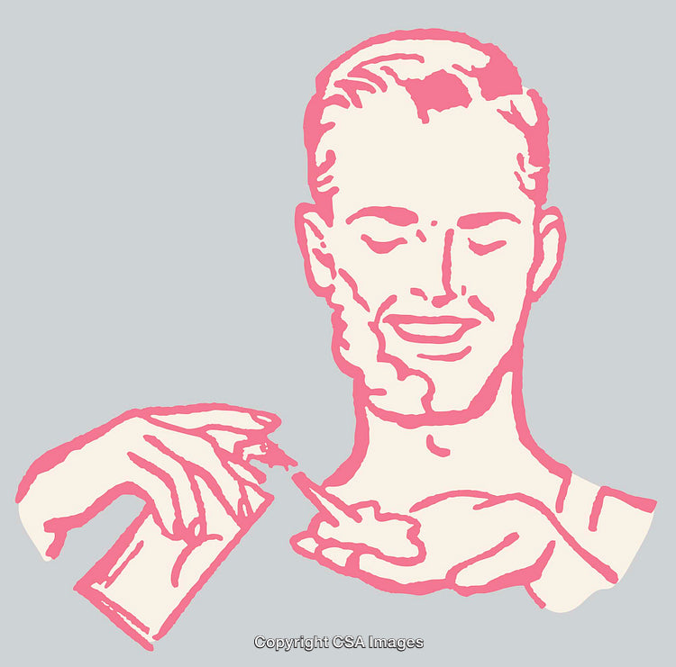 Colorful Line Art Illustration of Man Using Skincare Product