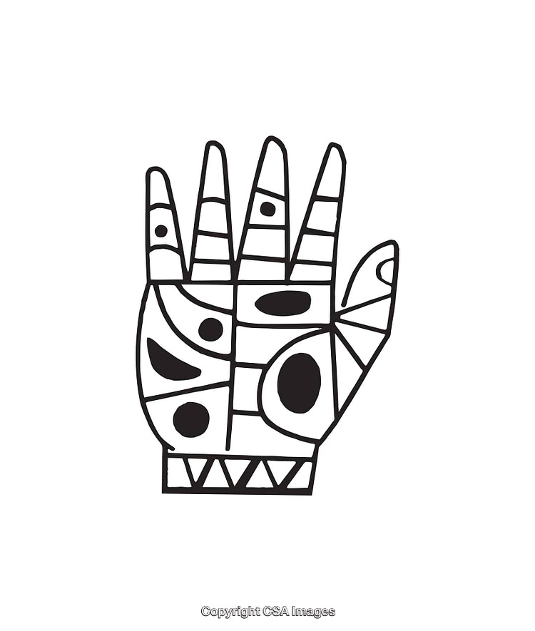 Abstract Black and White Geometric Hand Illustration Line Art