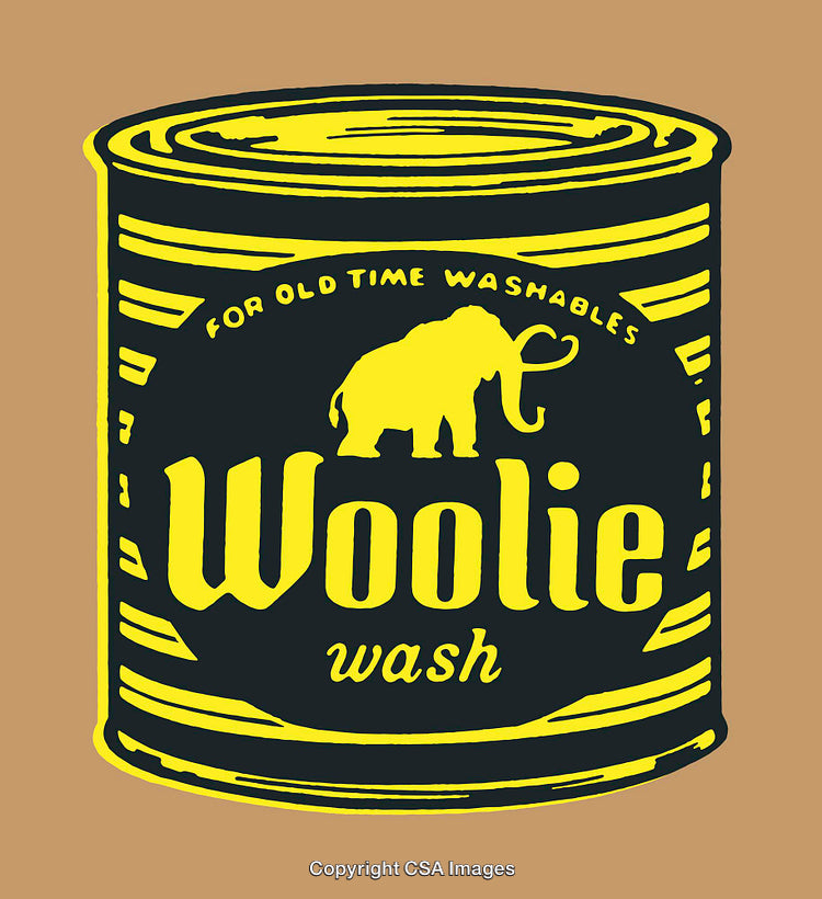 Retro Woolie Wash Container Illustration Featuring Mammoth Design Artwork
