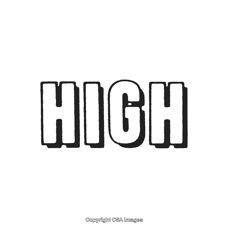 Bold Stylized Text Illustration Featuring the Word 'High' In Black and White