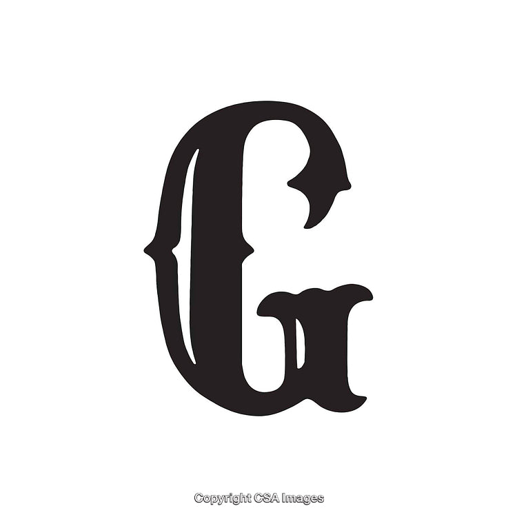 Bold Stylized Decorative Letter G in Monochrome Design