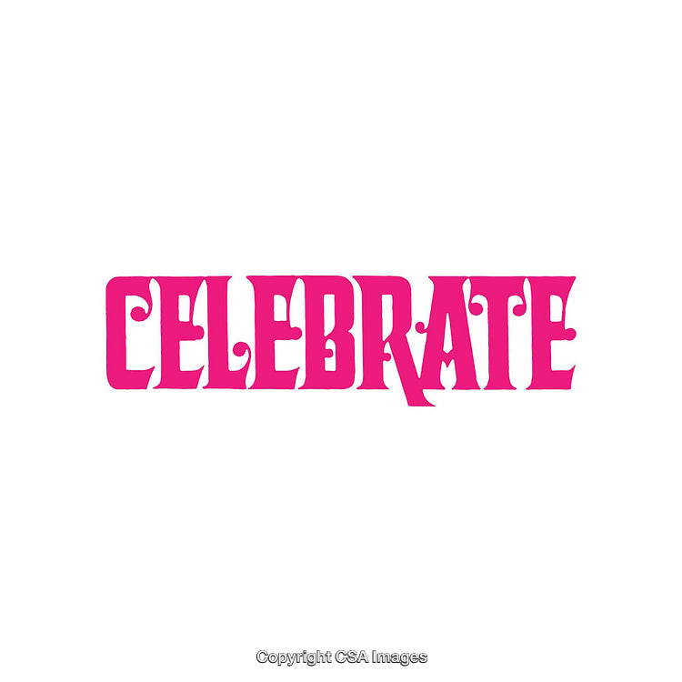 Bright Pink Celebrate Typography Art on White Background