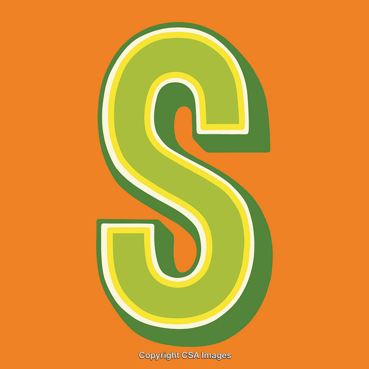 Bold Green Letter S on Bright Orange Background with Stylish Font