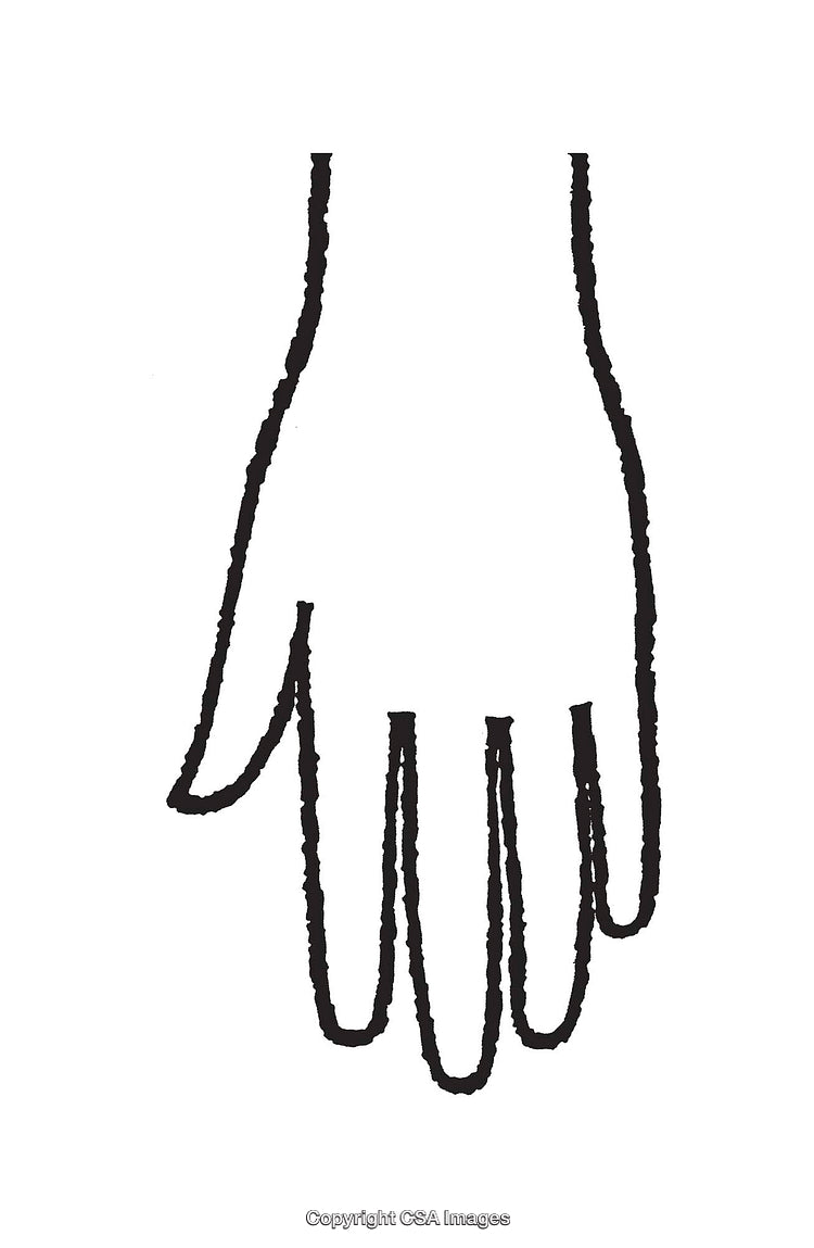 Black and White Line Art Depicting a Stylized Hand