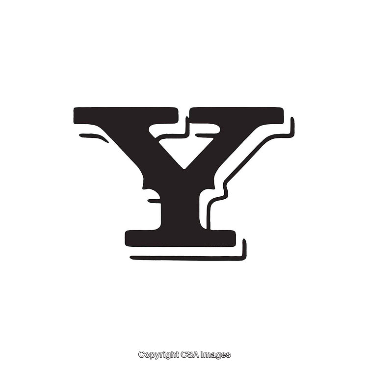 Stylized Black Letter Y on Clean White Background