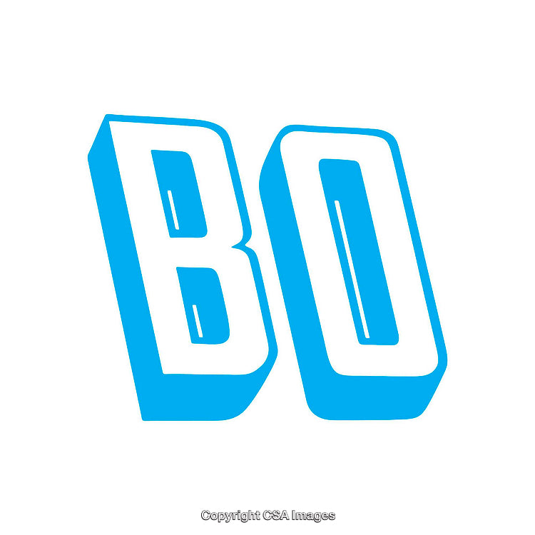 Bold Blue Letters 'BO' in Artistic Style on White Background