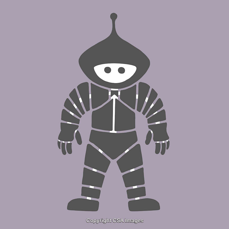 Futuristic Space Suit Design Featuring Unique Helmet and Armored Elements