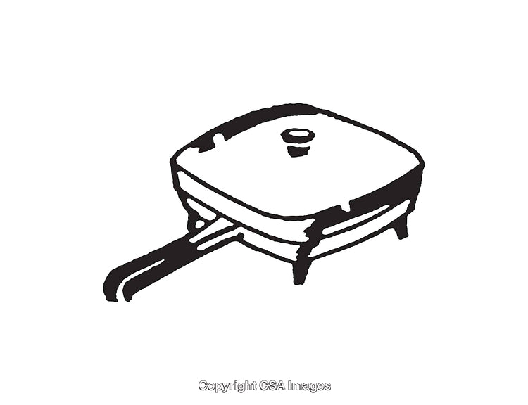 Illustration of Vintage Square Pan Line Art in Black and White