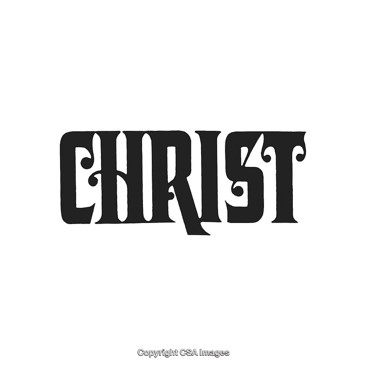 Black and White Decorative Calligraphy Text Depicting the Word 'Christ'