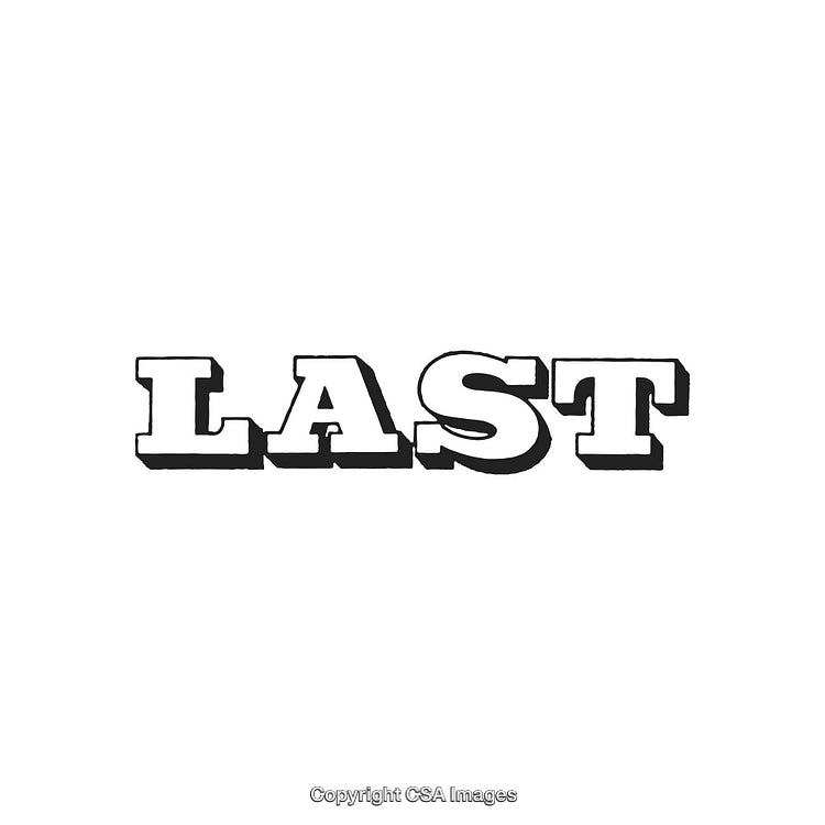 Bold Typography Display with the Word 'LAST' Isolated on White