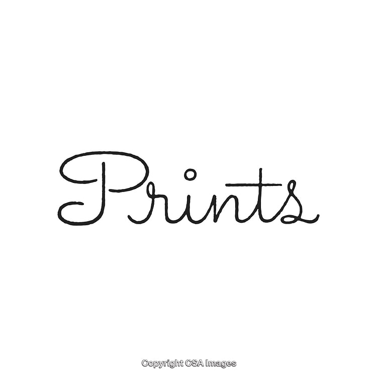 Elegant Black Handwriting Text 'Prints' on Minimal White Background