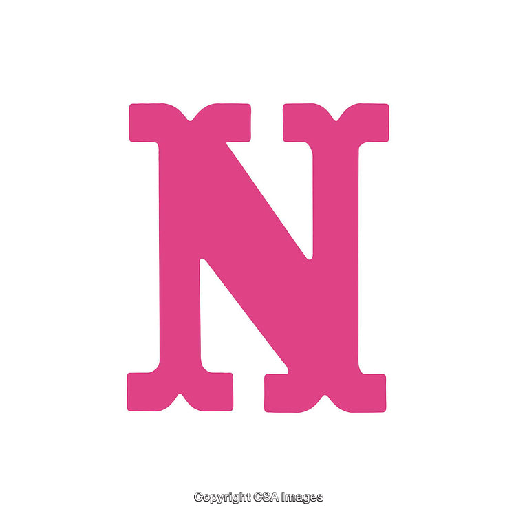 Bold Pink N Letter Design Isolated on White Background
