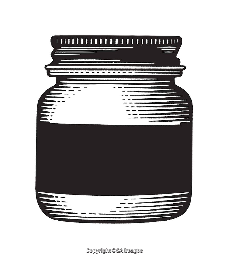Detailed Black and White Line Art Illustration of a Glass Jar