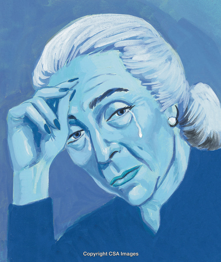 Illustration of a Woman in Thoughtful Reflection, Featuring Sadness and Contemplation