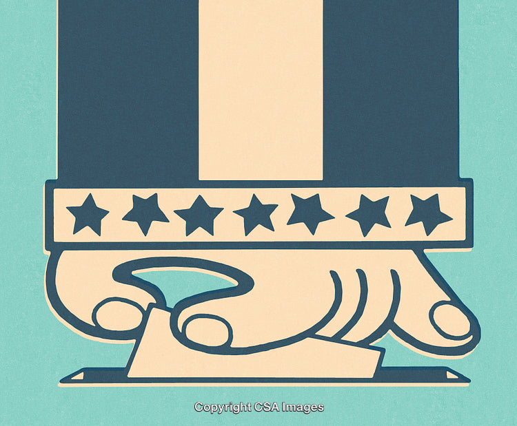 Illustration of Voting Process with Patriotic Colors and Stars