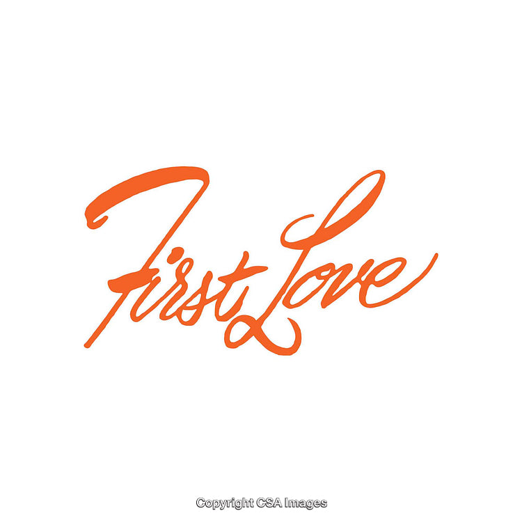 Elegant Script Font Depicting the Words 'First Love' in Orange