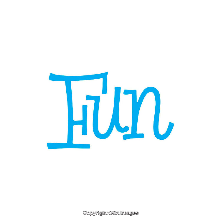 Blue Artistic Typography Displaying the Word Fun on White Background