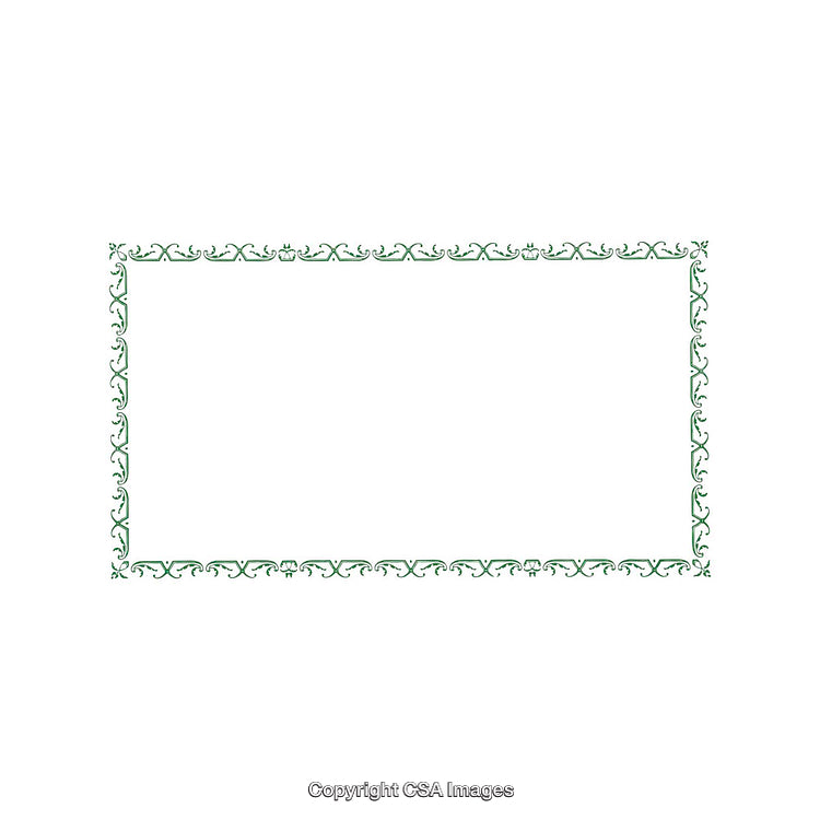 Decorative Green Ornamental Frame with Classic Floral Design on White Background