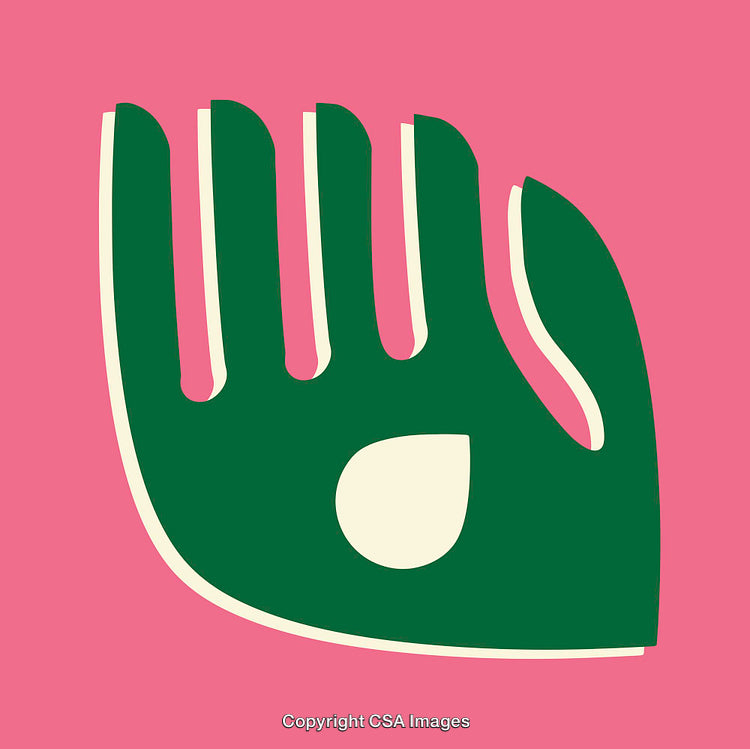 Abstract Green Hand Illustration with Minimalist Pink Background